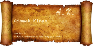 Adamek Kinga névjegykártya